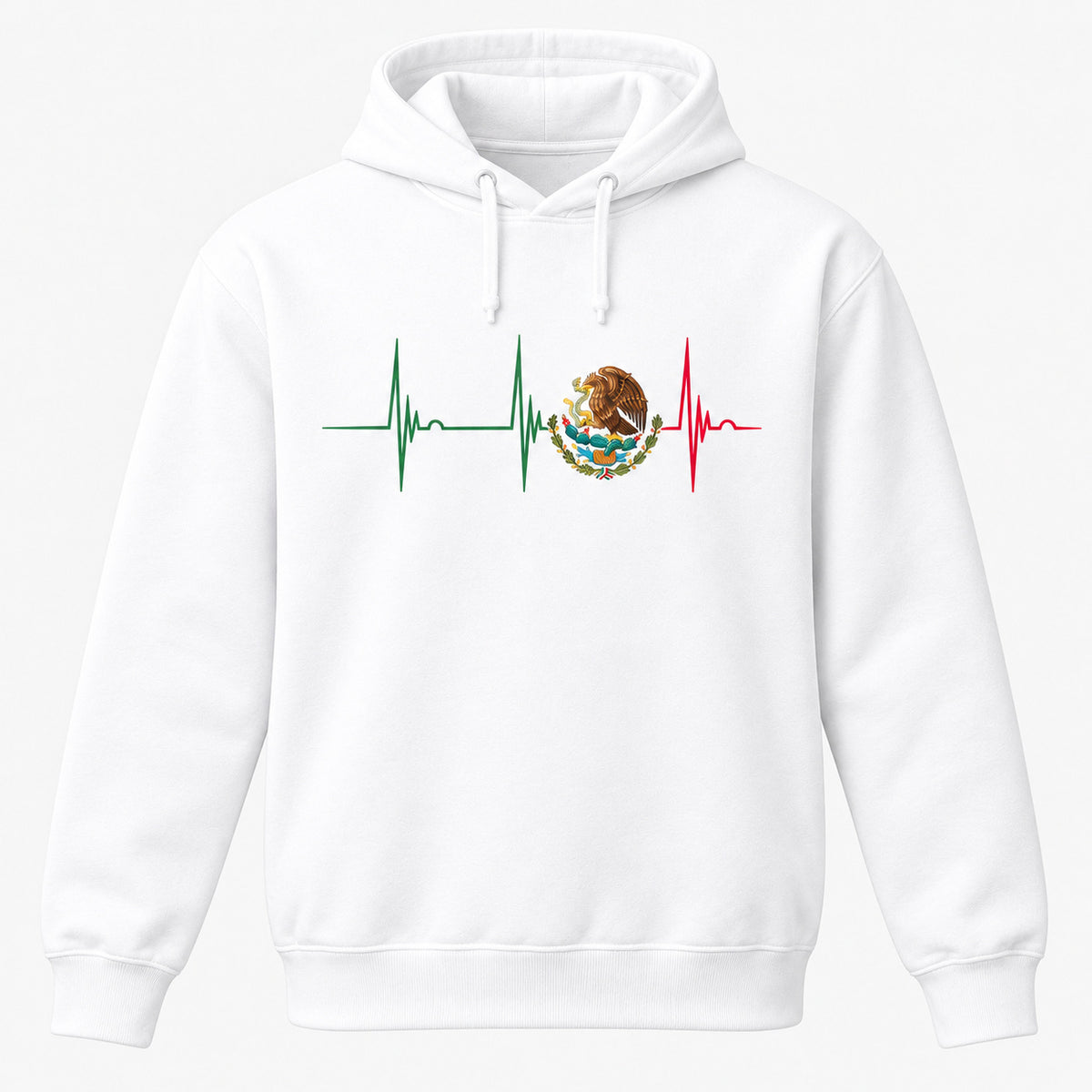 Mexico Heartbeat EKG Graphic T-Shirt, Sweatshirt & Hoodie – Mexican Pride Eagle Emblem Patriotic Design