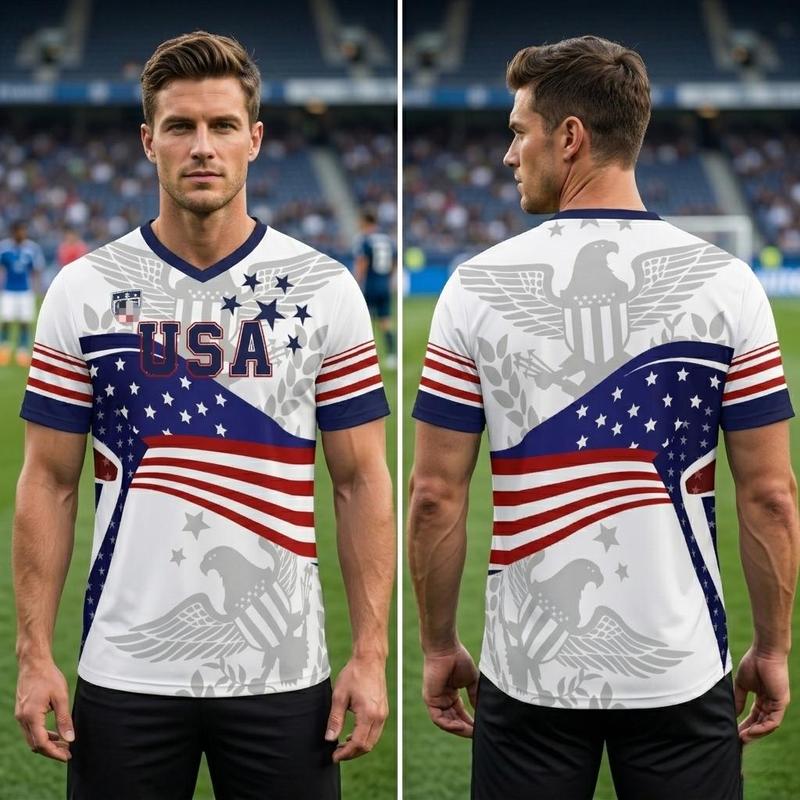 America 250 USA Soccer Fan Jersey – 1776-2026 Patriotic Bald Eagle American Flag Graphic Shirt