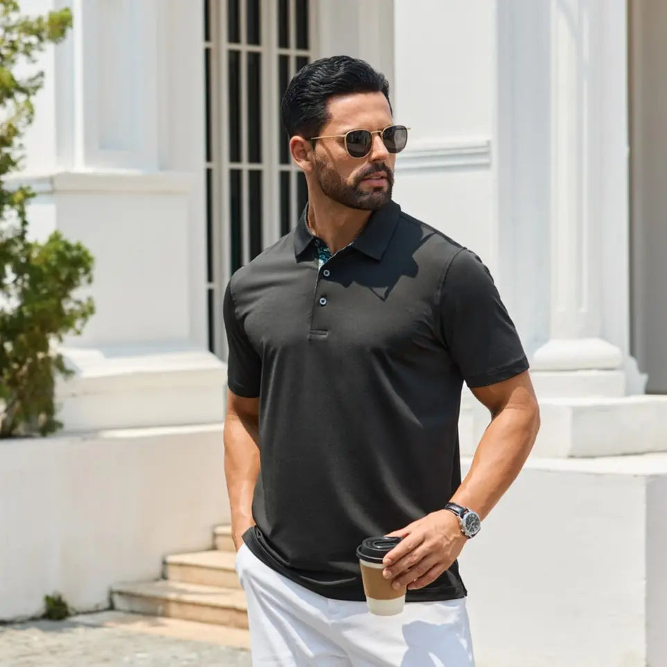 3-Pack Men’s Performance Polo Shirts – Short Sleeve UPF 30+ Golf Polos with 4-Way Stretch, Cooling & Moistur