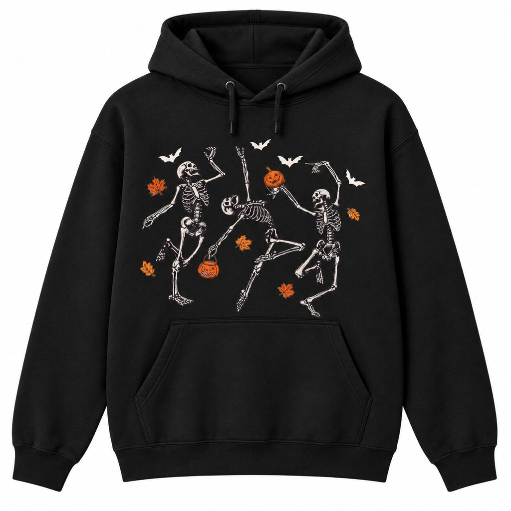 Dancing Skeletons Halloween Graphic T-Shirt, Sweatshirt & Hoodie – Funny Pumpkin & Spooky Season Design