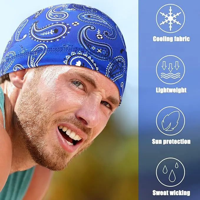 Paisley Print Skull Cap Beanie – Lightweight Stretchy Breathable Headwear, Unisex Streetwear Hat for Cycling, Running & Outdoor Sports