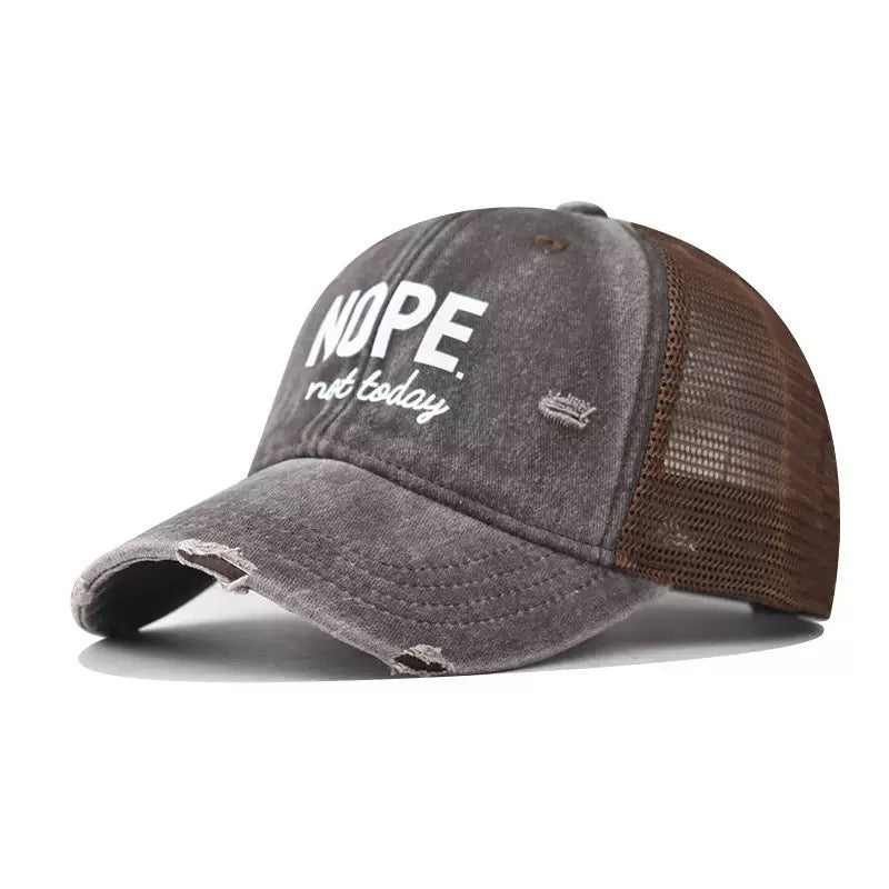NOPE. Not Today Embroidered Baseball Cap – Funny Vintage Distressed Dad Hat for Men & Women
