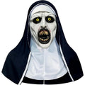 Scary Nun Halloween Mask – Creepy Full Head Horror Mask with Yellow Eyes & Fangs, Halloween Costume & Cosplay