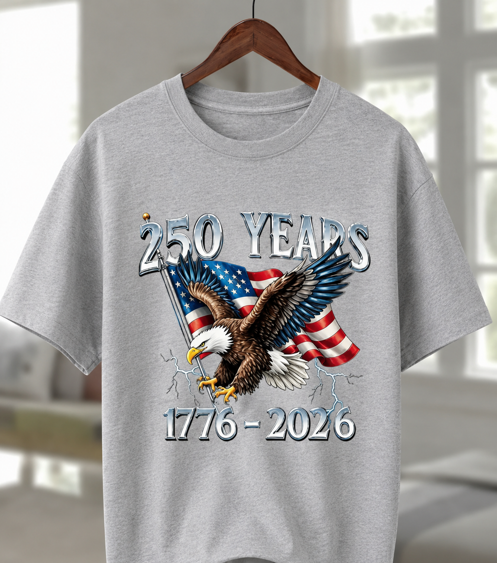 1776-2026 America 250 T-Shirt/Sweatshirt/Hoodie – Patriotic Eagle & American Flag Graphic Tee