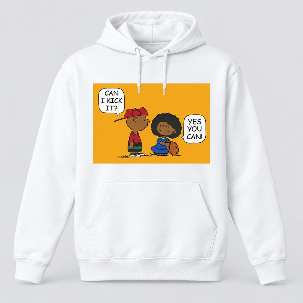 Can I Kick It? Cartoon Graphic T-Shirt, Sweatshirt & Hoodie – Funny Yes You Can Retro Comic Apparel