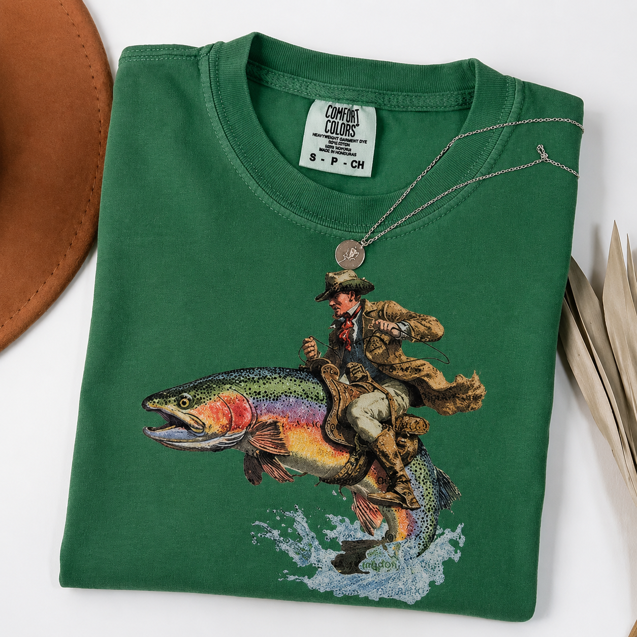 Comfort Colors Vintage Cowboy Riding Trout T-shirt Western Fishing Retro Tshirt Gift For Him
