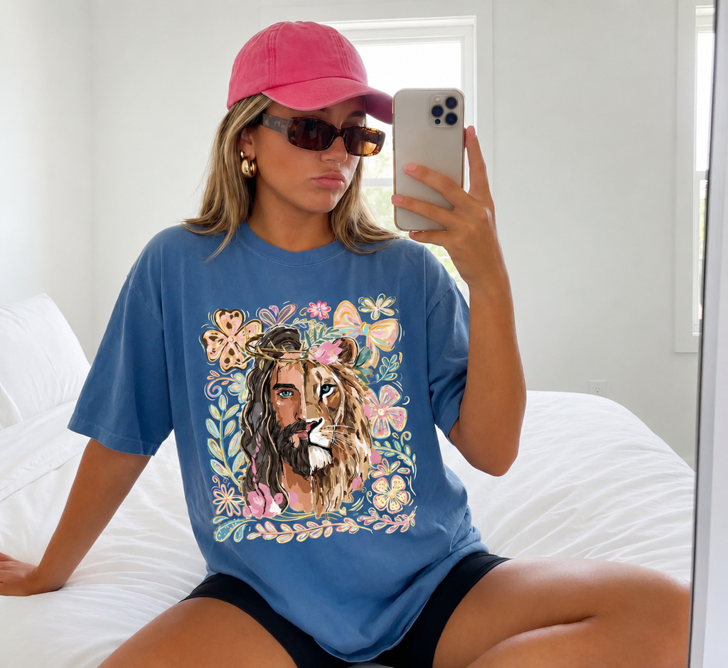 Lion of Judah T-Shirt/Sweatshirt/Hoodie – Boho Floral Christian Graphic Tee for Women