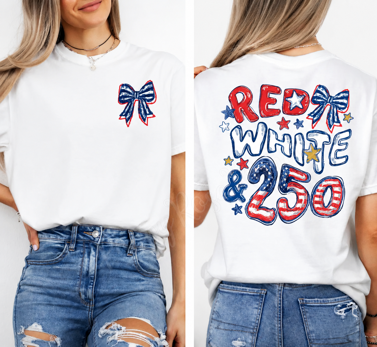 Red White & 250 America 250 T-Shirt/Sweatshirt/Hoodie – Patriotic Oversized Comfort Colors Graphic Tee for Women