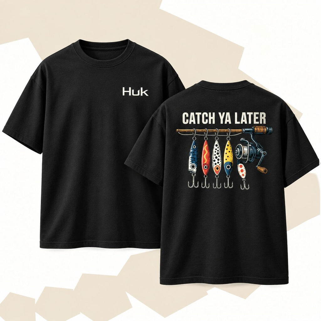 Catch Ya Later Fishing Graphic T-Shirt, Sweatshirt & Hoodie – Funny Retro Angler Outdoor Apparel