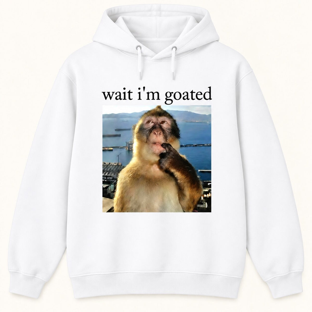 Wait I’m Goated Funny Monkey Meme T-Shirt, Sweatshirt & Hoodie – Brainrot Humor Graphic, Viral Internet Meme