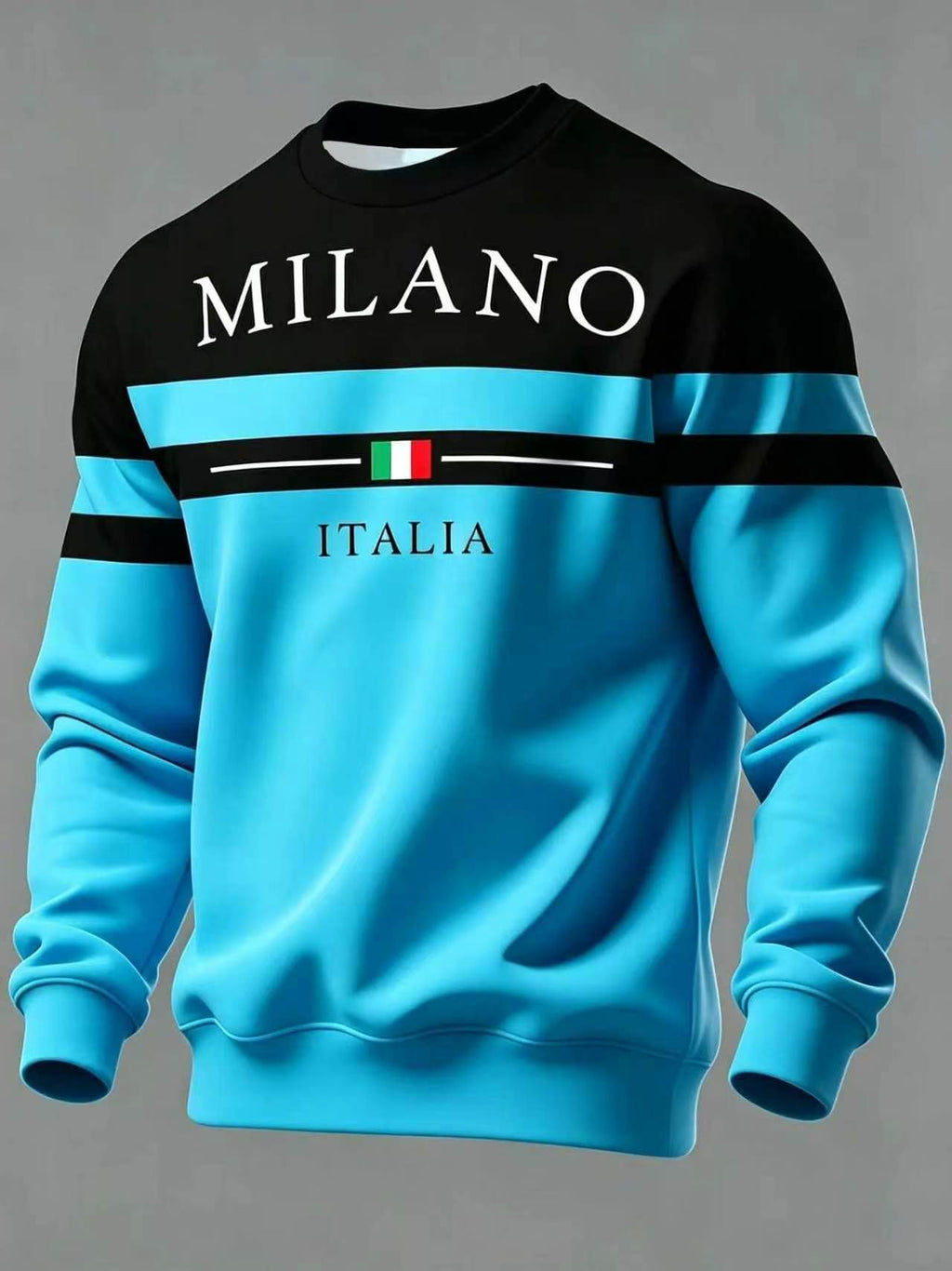Milano Italy Graphic Sweatshirt – Italian Flag Colorblock Stripe Crewneck Pullover