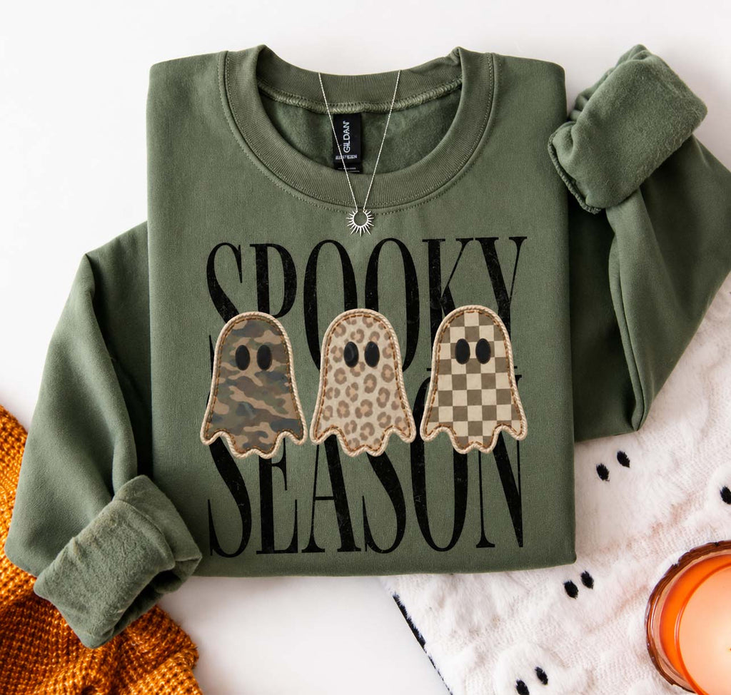 Spooky Season Graphic T-Shirt, Sweatshirt & Hoodie – Cute Ghost Halloween Print, Vintage Fall Streetwear Apparel