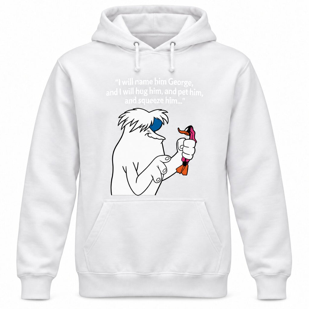I Will Name Him George Funny Cartoon Graphic T-Shirt, Sweatshirt & Hoodie – Retro Nostalgic Humor Apparel