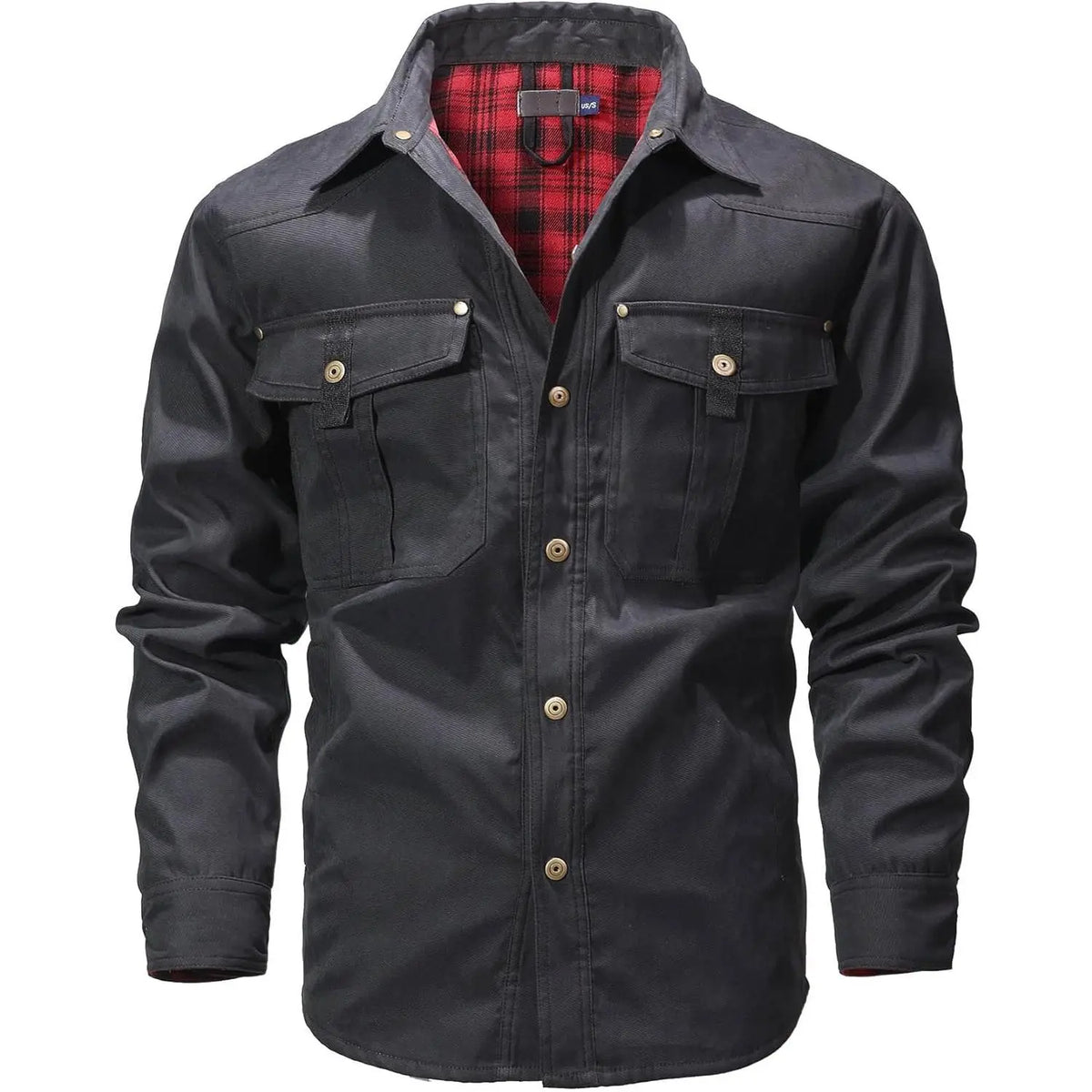 Men’s Plaid Lined Shirt Jacket – Western Workwear Button-Up Shacket with Utility Pockets, Casual Outdoor Jacket