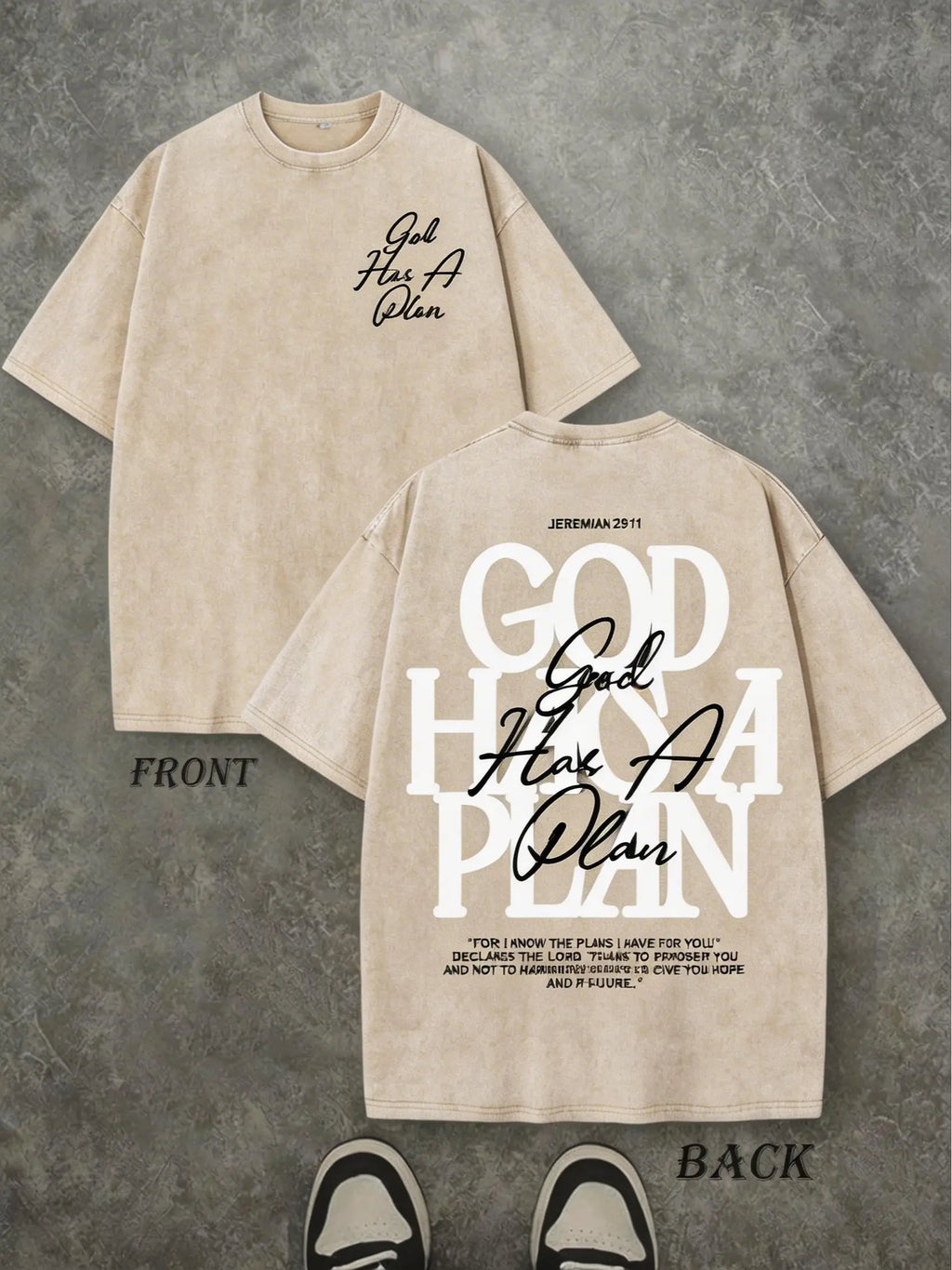 God Has a Plan Vintage Washed T-Shirt – Double-Sided Christian Graphic Tee, Faith Streetwear for Men & Women