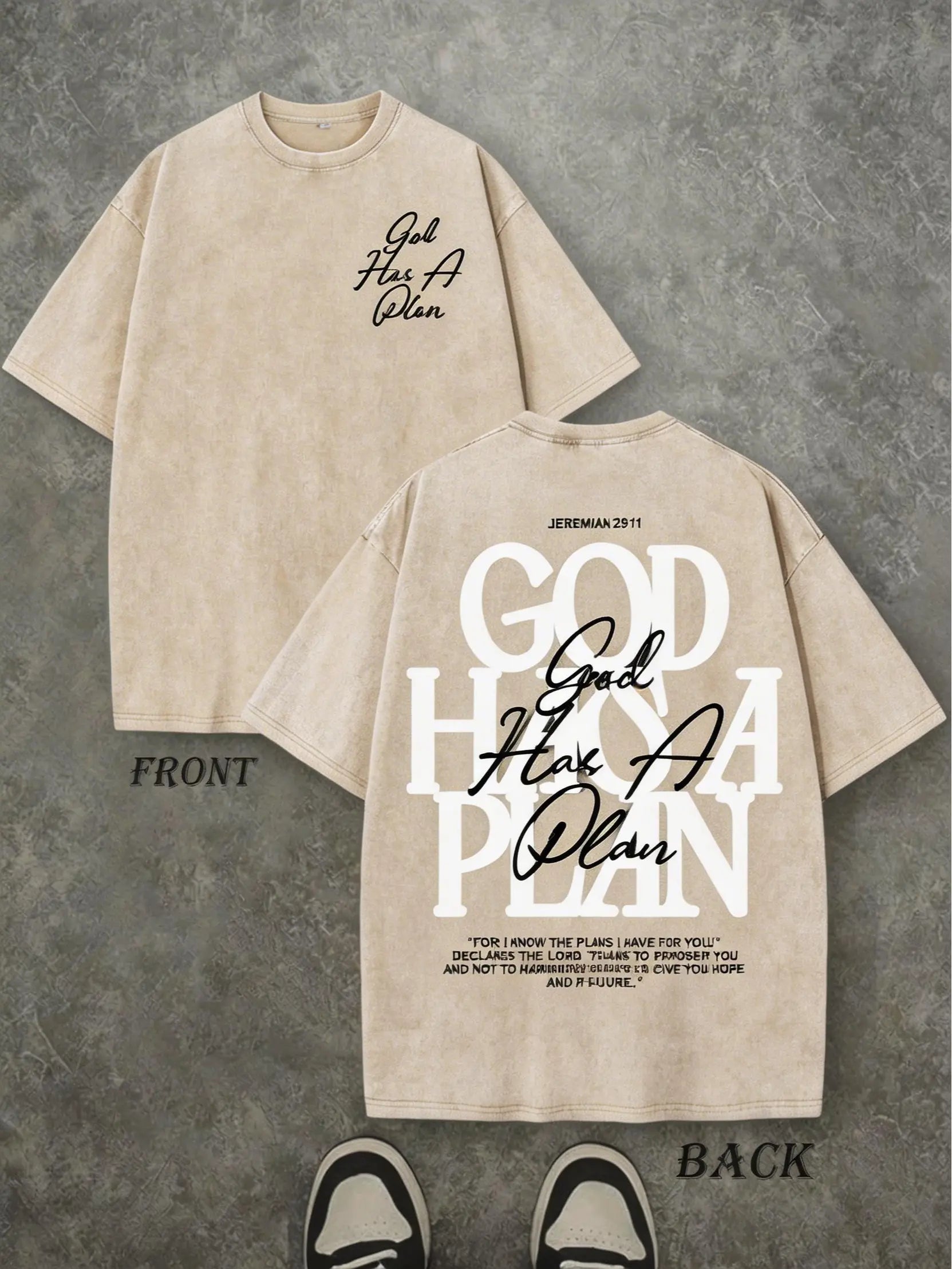 God Has a Plan Vintage Washed T-Shirt – Double-Sided Christian Graphic Tee, Faith Streetwear for Men & Women