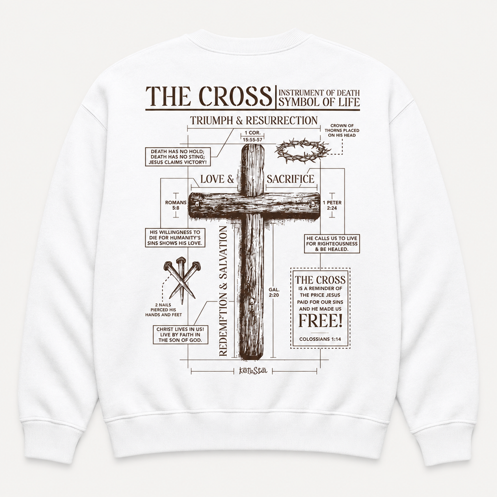 The Cross Symbol of Life Graphic T-Shirt, Sweatshirt & Hoodie – Vintage Christian Faith Cross Print, Religious Scripture Apparel
