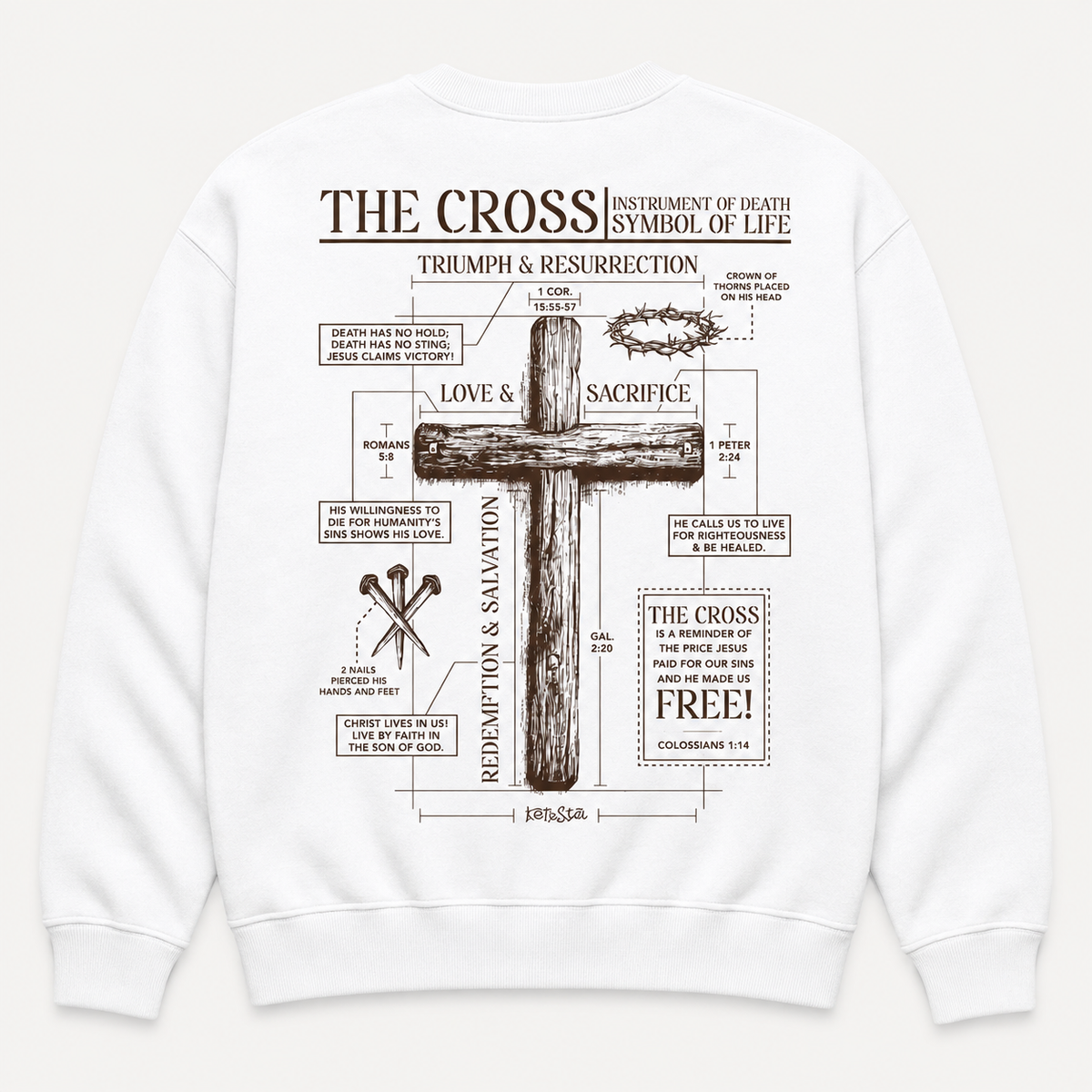 The Cross Symbol of Life Graphic T-Shirt, Sweatshirt & Hoodie – Vintage Christian Faith Cross Print, Religious Scripture Apparel
