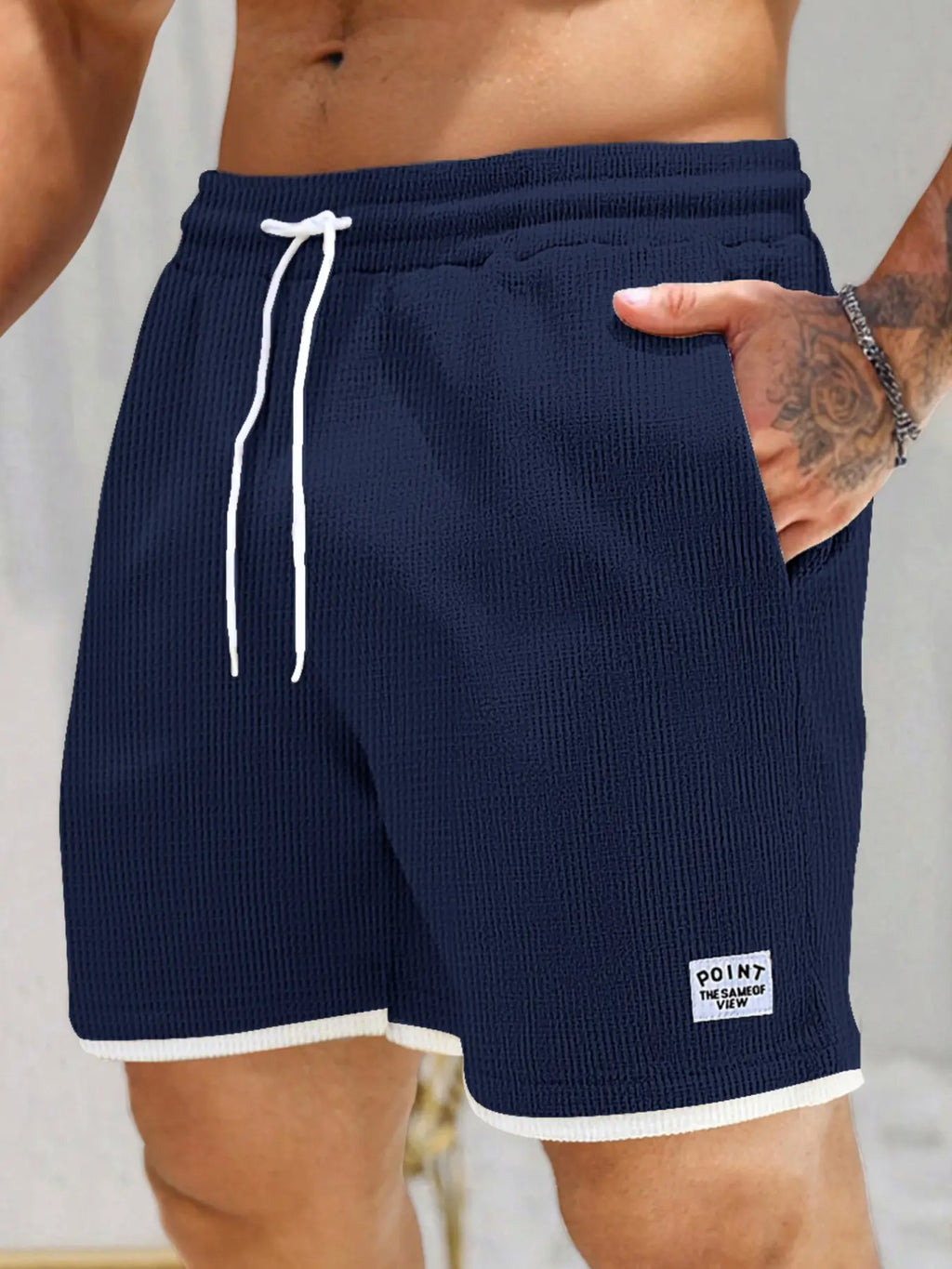 Men's Textured Casual Shorts – Drawstring Pocket Shorts, Relaxed Fit Summer Streetwear & Everyday Wear