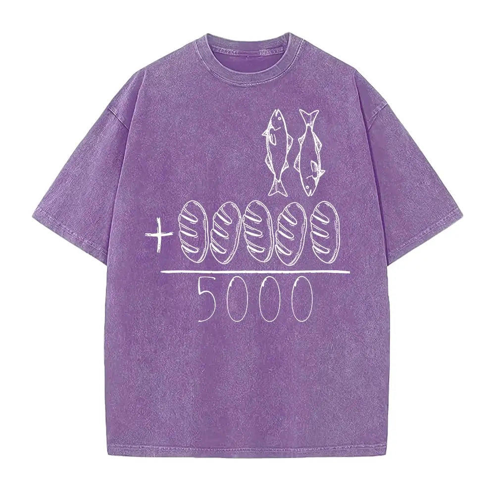 2 Fish 5 Loaves Jesus Feeds the 5000 Graphic T-Shirt, Sweatshirt & Hoodie – Christian Bible Story Faith Print
