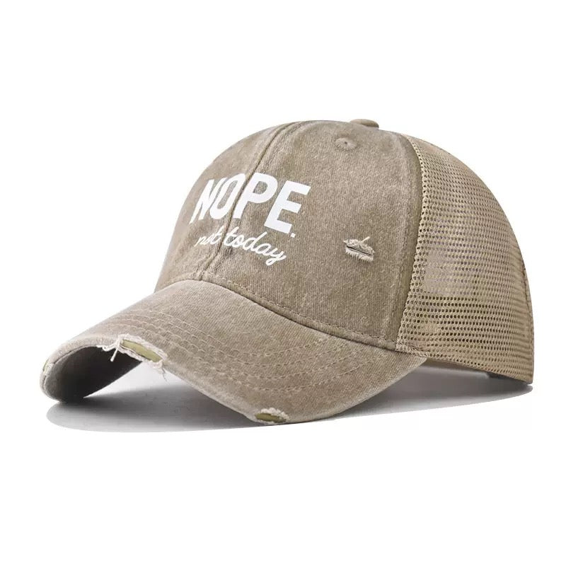 NOPE. Not Today Embroidered Baseball Cap – Funny Vintage Distressed Dad Hat for Men & Women