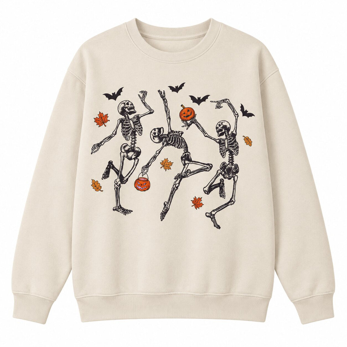 Dancing Skeletons Halloween Graphic T-Shirt, Sweatshirt & Hoodie – Funny Pumpkin & Spooky Season Design