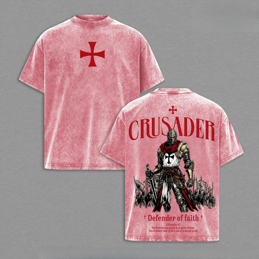 Crusader Defender of Faith Graphic T-Shirt, Sweatshirt & Hoodie – 2 Timothy 1:7 Christian Knight Print, Medieval Faith Streetwear Apparel