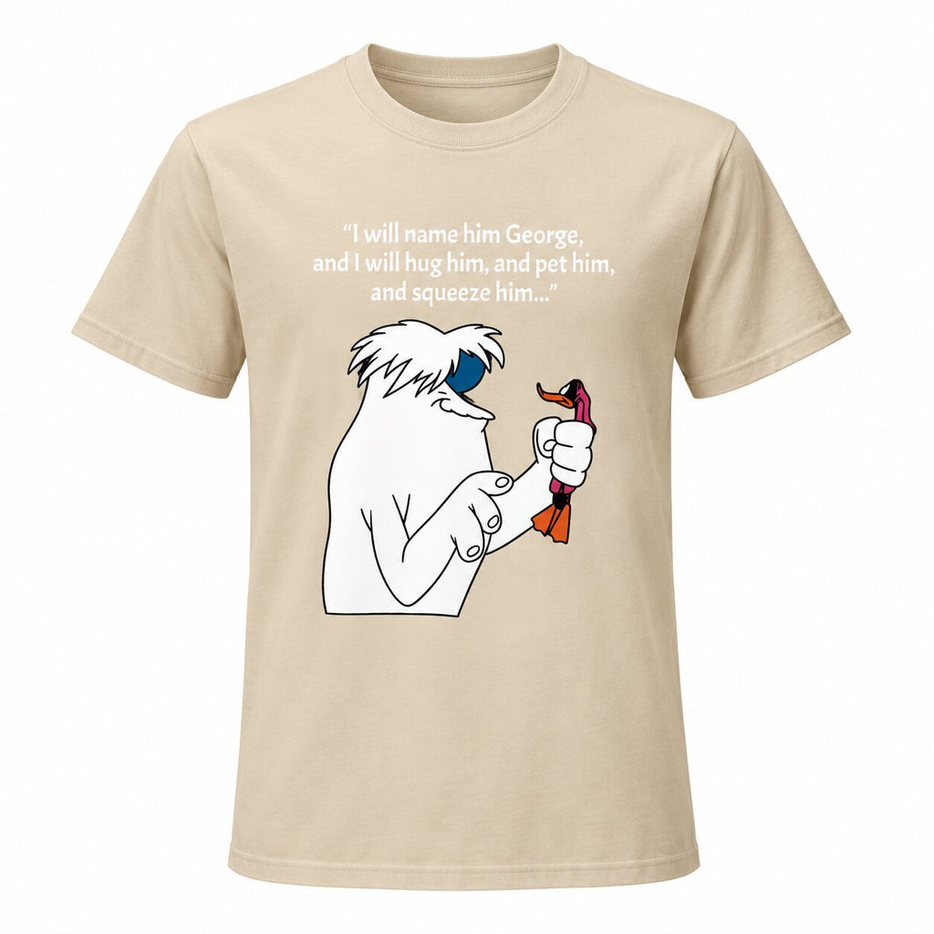 I Will Name Him George Funny Cartoon Graphic T-Shirt, Sweatshirt & Hoodie – Retro Nostalgic Humor Apparel