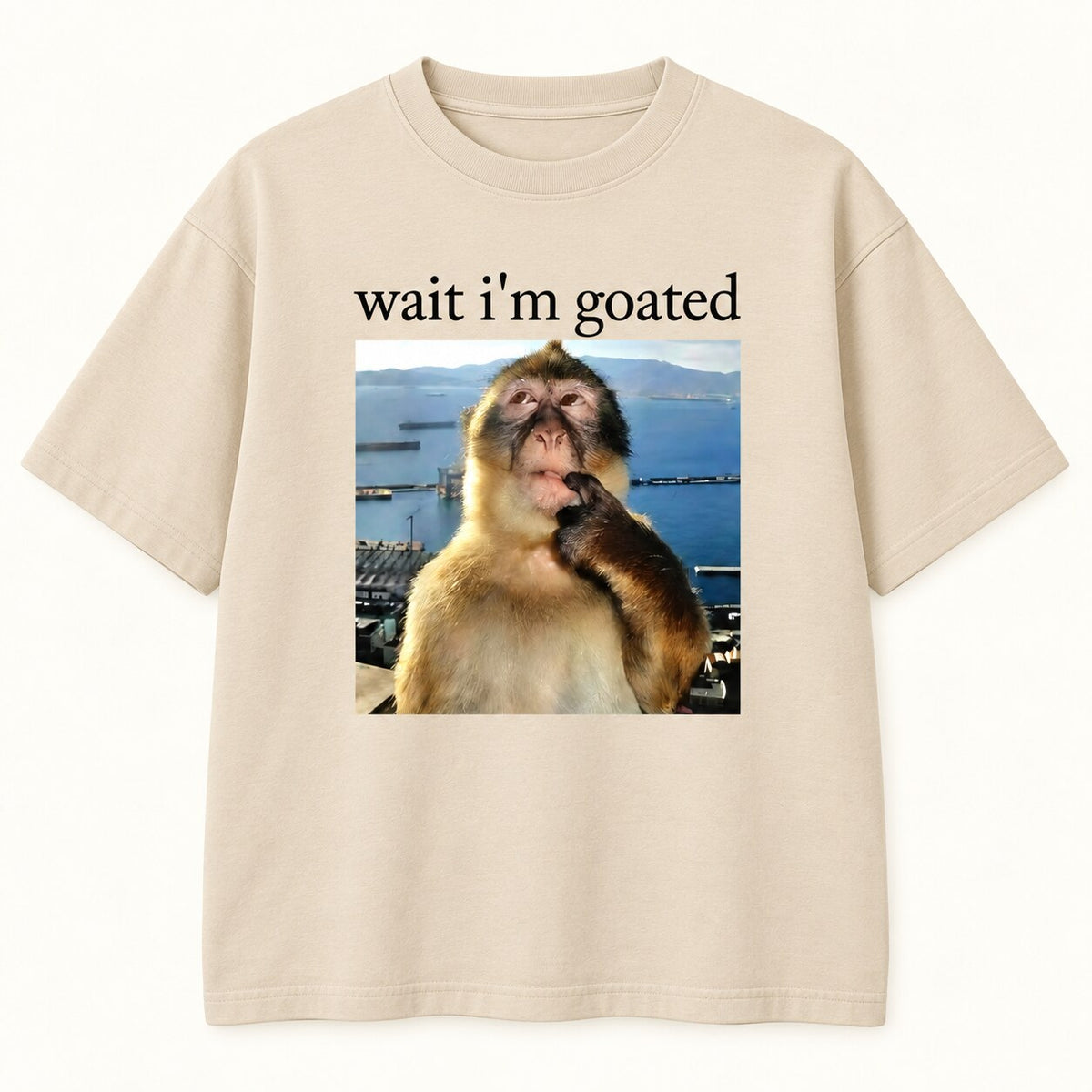 Wait I’m Goated Funny Monkey Meme T-Shirt, Sweatshirt & Hoodie – Brainrot Humor Graphic, Viral Internet Meme