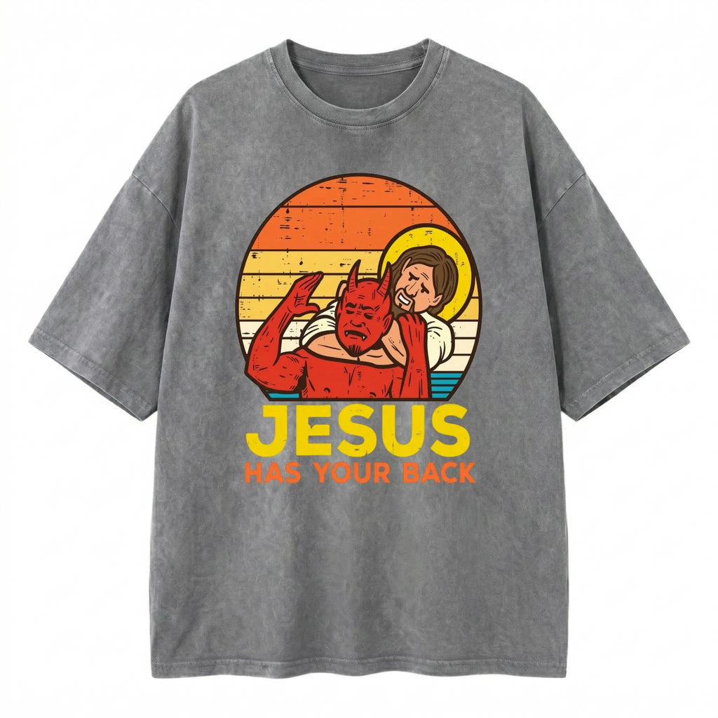 Jesus Has Your Back Graphic T-Shirt/Sweatshirt/Hoodie – Retro Christian Jiu Jitsu Inspired Faith Streetwear Apparel