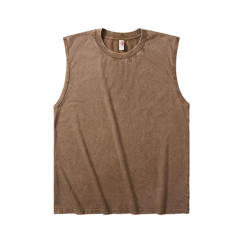 Men's Vintage Washed Oversized Tank Top – Cotton Sleeveless Muscle Shirt for Gym, Workout & Casual Streetwear