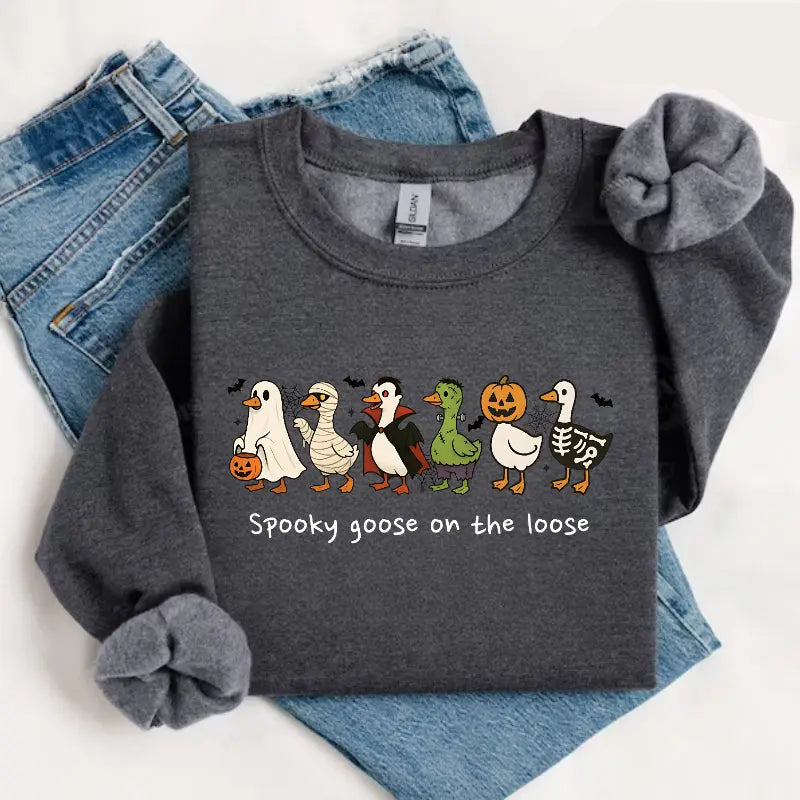 Spooky Goose on the Loose T-Shirt, Sweatshirt & Hoodie – Funny Halloween Goose Costume Graphic Print
