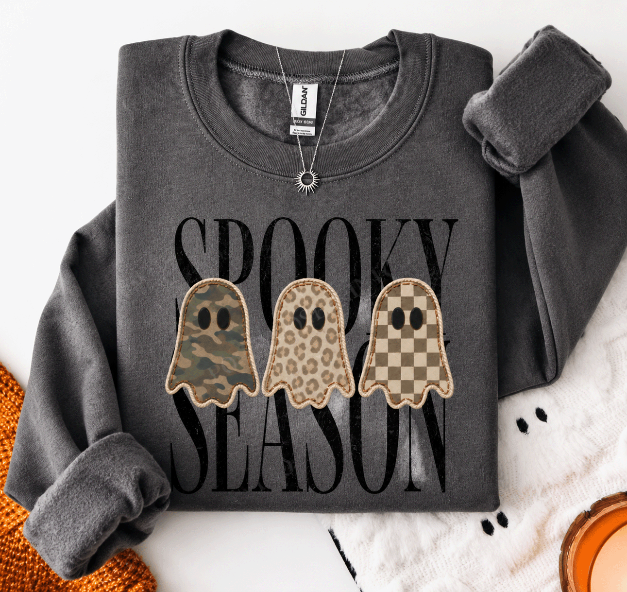 Spooky Season Graphic T-Shirt, Sweatshirt & Hoodie – Cute Ghost Halloween Print, Vintage Fall Streetwear Apparel