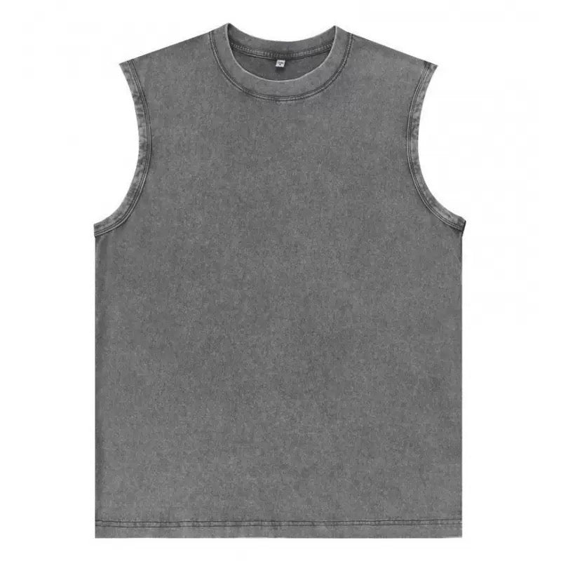 Men's Vintage Washed Oversized Tank Top – Cotton Sleeveless Muscle Shirt for Gym, Workout & Casual Streetwear