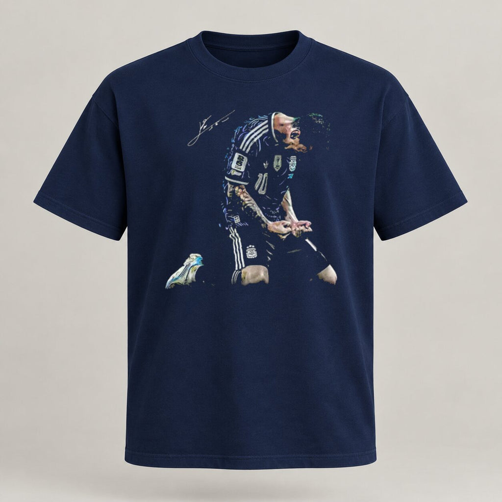 Lionel Messi Argentina Football Legend T-Shirt, Sweatshirt & Hoodie – Iconic Soccer Celebration Graphic Apparel