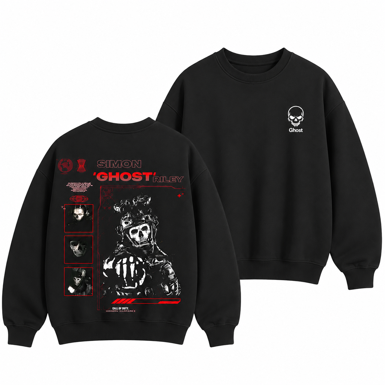 Ghost Skull Mask T-Shirt/Sweatshirt/Hoodie – Vintage Tactical Military Graphic Tee, Dark Gaming Inspired Streetwear