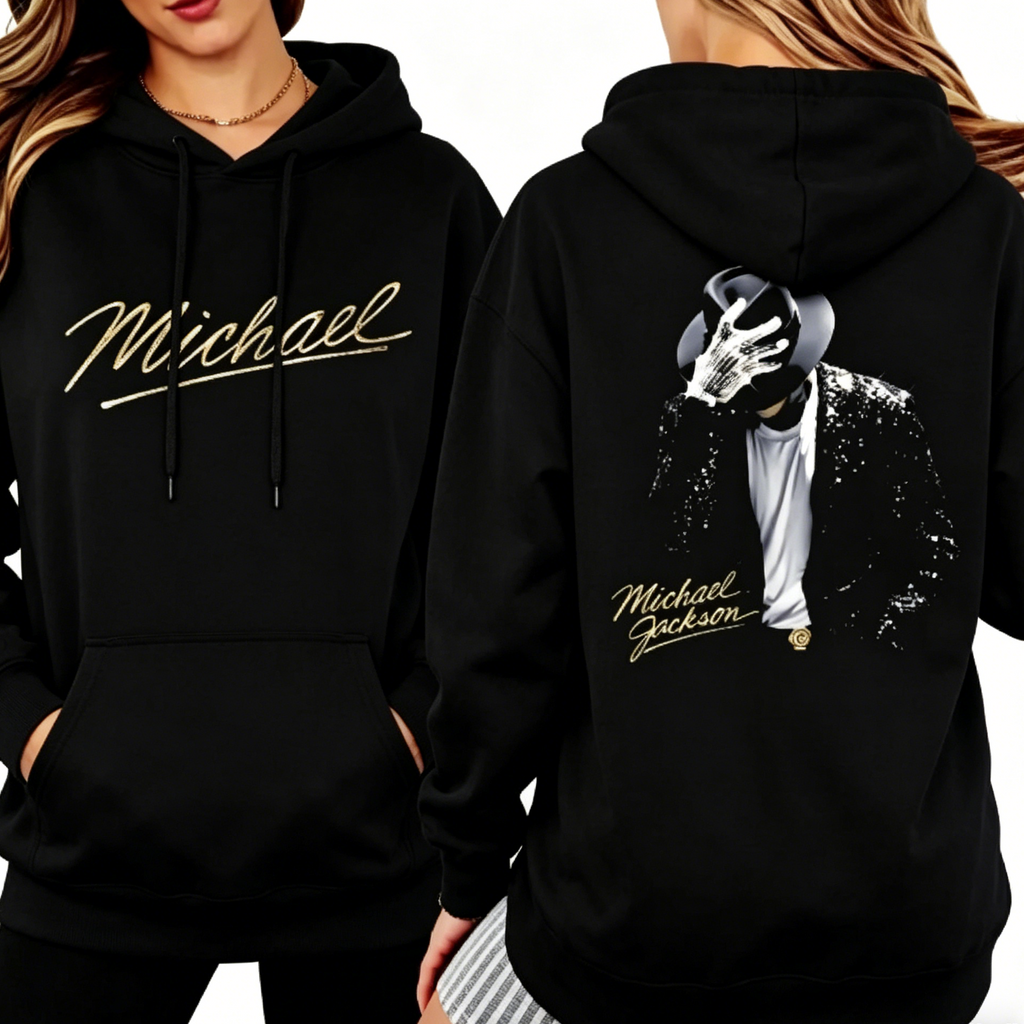 Michael Jackson Black & Gold Dance Graphic Rhinestone T-Shirt / Sweatshirt / Hoodie – Retro Stage Performer Style