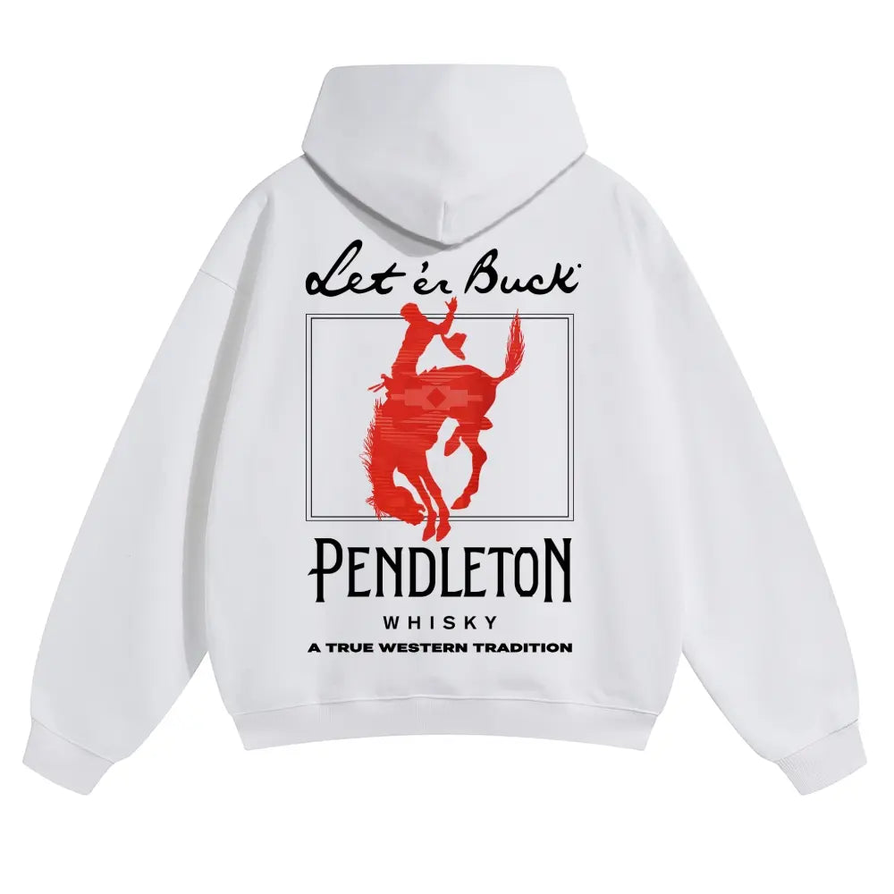 Let ’Er Buck Pendleton Rodeo Graphic T-Shirt, Sweatshirt & Hoodie – Western Cowboy Print, Vintage Rodeo Streetwear Apparel