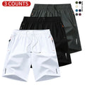 3-Pack Men's Athletic Shorts – Lightweight Breathable Running Shorts with Zipper Pockets, Drawstring Waist for Gym & Casual Wear