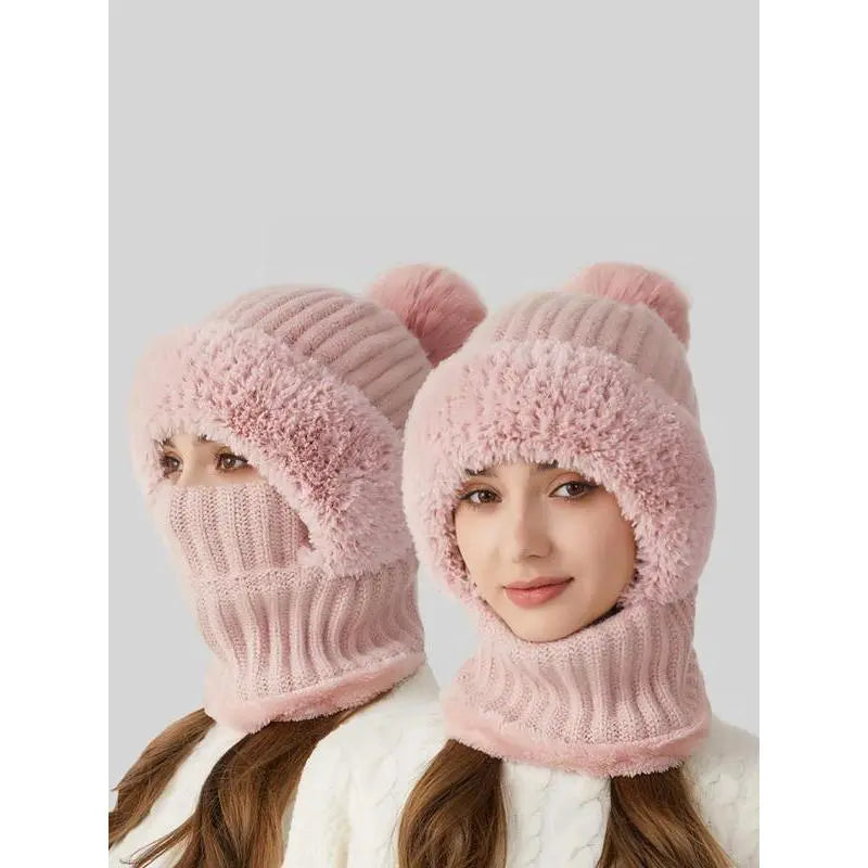 Women's Fuzzy Knit Beanie Hat – Cute Plush Warm Winter Cap, Thick Yarn Cozy Hat for Fall & Winter Fashion