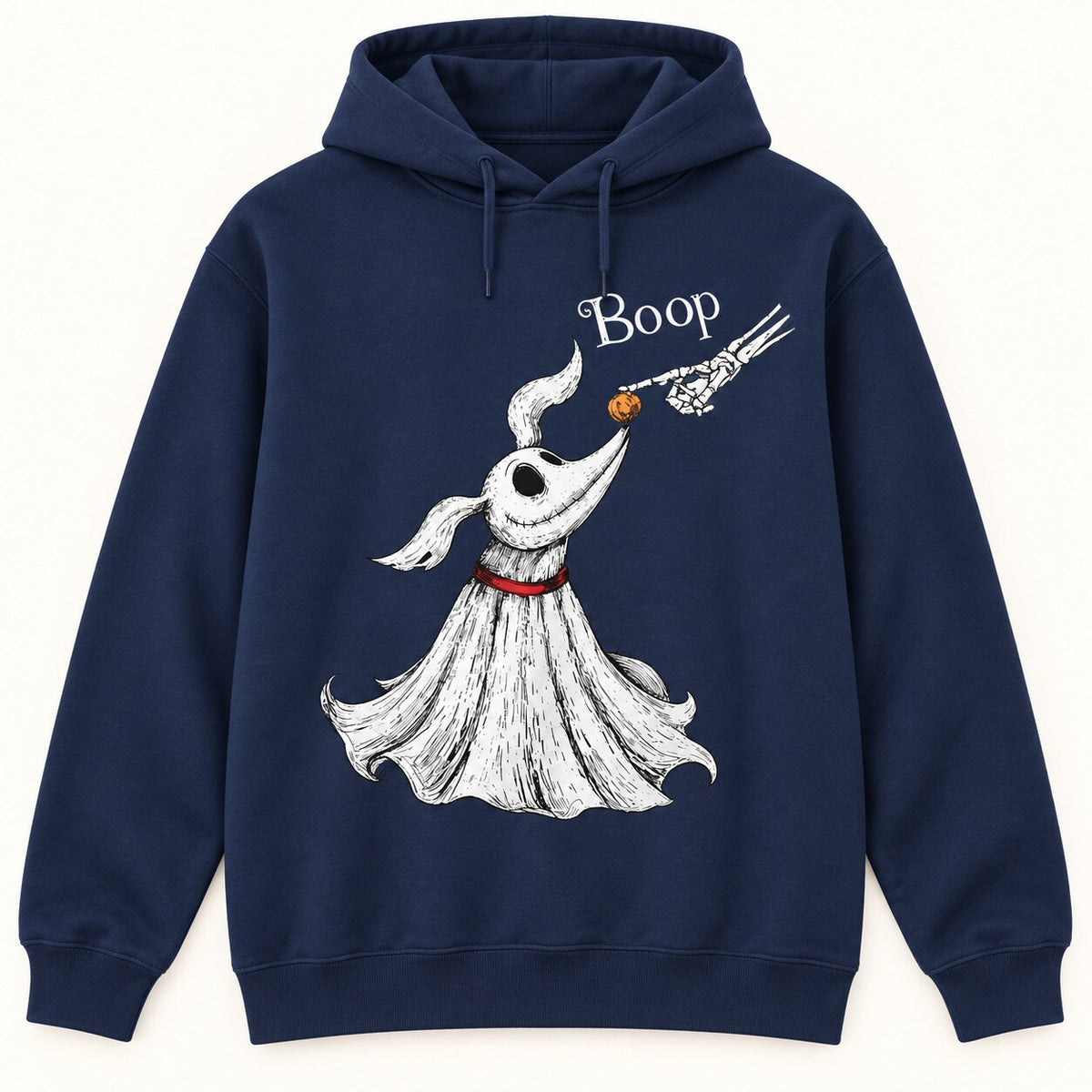 Zero Dog Boop Halloween Graphic T-Shirt, Sweatshirt & Hoodie – Funny Skeleton Hand & Ghost Dog Spooky Season Shirt