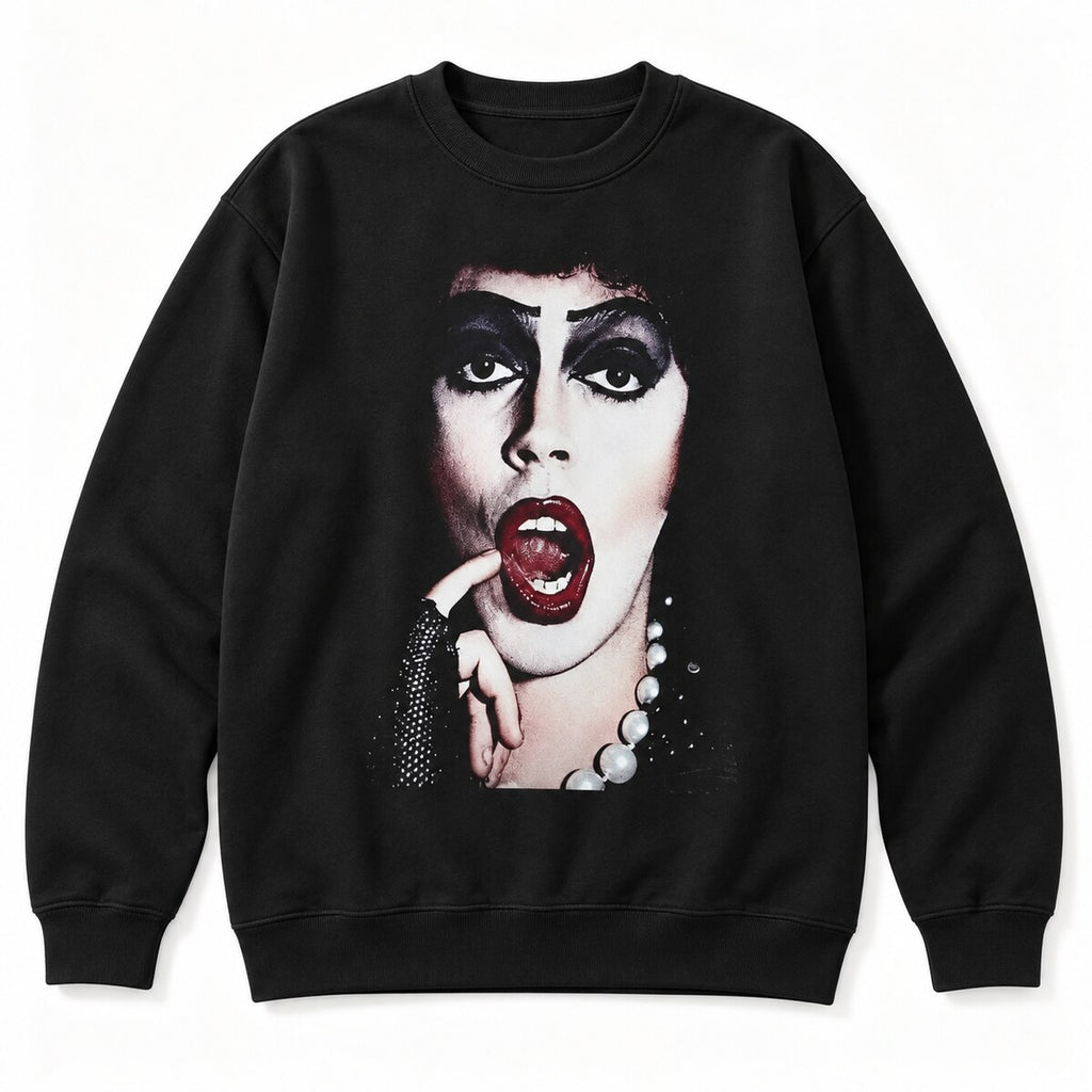 Frank-N-Furter Rocky Horror T-Shirt, Sweatshirt & Hoodie – Cult Classic Horror Musical Graphic, Retro Movie Character Tribute, Halloween Fan Gift